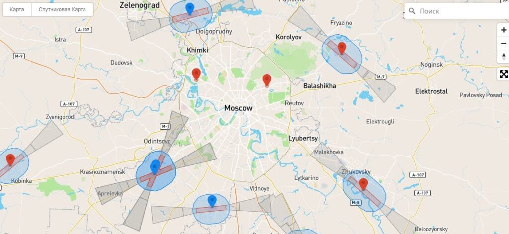 Карта бесполетных зон для дронов